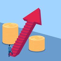 people see an upward ladder of money with coins on either side like a percentage, a metaphor for inflation. Simple flat conceptual illustration. vector