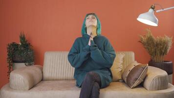 Christian young woman praying. video