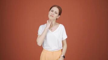 Woman with sore throat. video