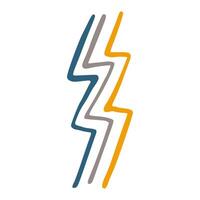 Abstract Zigzag Lightning Bolt Shapes in Blue, Gray, and Yellow Minimalist Art vector