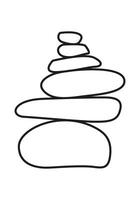 Minimalist black and white zen rock shape line art. Outline balance pebble stone silhouette. vector