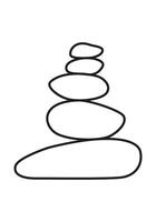 Minimalist outline balance pebble stone silhouette. Black and white zen stones line art. vector