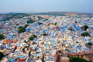 aéreo ver de Jodhpur azul ciudad. jodhur, rajastán, India foto