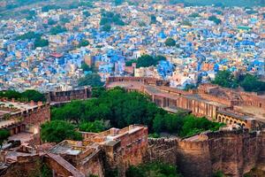 aéreo ver de Jodhpur azul ciudad. jodhur, rajastán, India foto