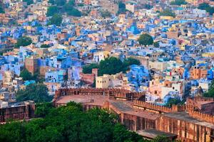 aéreo ver de Jodhpur azul ciudad. jodhur, rajastán, India foto