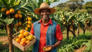 granjero participación tropical frutas foto