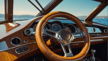 Rudder of a luxury yacht close-up photo