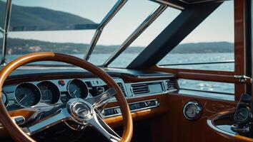 Rudder of a luxury yacht close-up photo