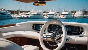 Rudder of a luxury yacht close-up photo