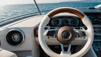 Rudder of a luxury yacht close-up photo