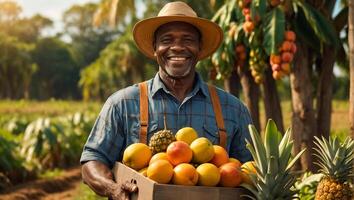 granjero participación tropical frutas foto