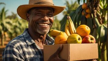 granjero participación tropical frutas foto