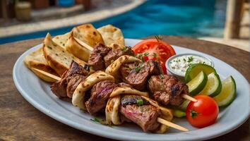 souvlaki griego comida foto