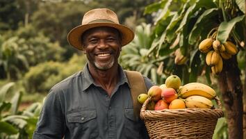 granjero participación tropical frutas foto