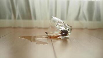 cup of coffee spilled on wooden floor video