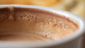 top view of empty coffee cup on table , video