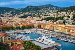 View of Old Port of Nice with yachts, France photo