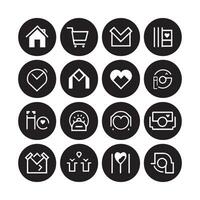 Different icon set black and white ai vector