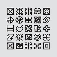 Different icon set black and white ai vector