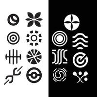 Different icon set black and white ai vector