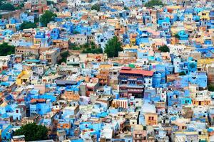 aéreo ver de Jodhpur azul ciudad. jodhur, rajastán, India foto