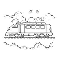 a train is traveling on the tracks in the sky vector