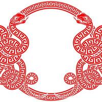 Happy chinese new year 2025 the snake zodiac sign with frame red a paper cut style vector