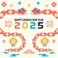 Happy chinese new year 2025 the snake zodiac sign with minimal trendy design modern flat geometric vector