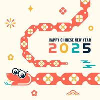 Happy chinese new year 2025 the snake zodiac sign with minimal trendy design modern flat geometric vector