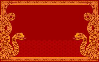 Happy chinese new year 2025 the snake zodiac sign with frame red a paper cut style on color background. vector
