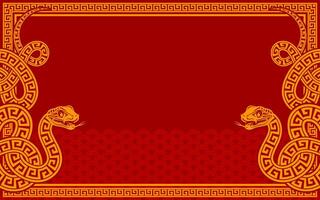 Happy chinese new year 2025 the snake zodiac sign with frame red a paper cut style on color background. vector