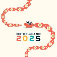 Happy chinese new year 2025 the snake zodiac sign with minimal trendy design modern flat geometric vector