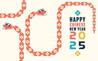 Happy chinese new year 2025 the snake zodiac sign with minimal trendy design modern flat geometric elements red paper cut style on color background. vector