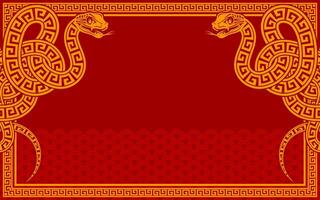 Happy chinese new year 2025 the snake zodiac sign with frame red a paper cut style on color background. vector