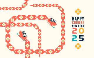 Happy chinese new year 2025 the snake zodiac sign with minimal trendy design modern flat geometric elements red paper cut style on color background. vector
