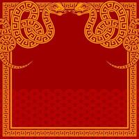 Happy chinese new year 2025 the snake zodiac sign with frame red a paper cut style on color background. vector