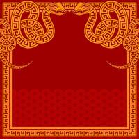 Happy chinese new year 2025 the snake zodiac sign with frame red a paper cut style on color background. vector