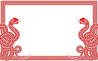 Happy chinese new year 2025 the snake zodiac sign with frame red a paper cut style vector