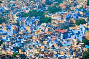 aéreo ver de Jodhpur azul ciudad. jodhur, rajastán, India foto