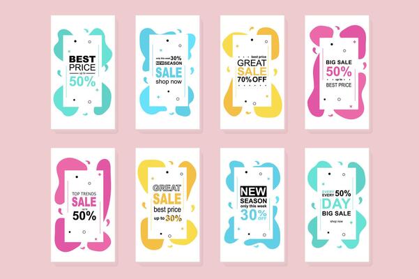 Big Sale template for instagram stories. Mockups vertical design for blog with offering best price, season sale, great shopping and discounts. Collection layouts for insta story at social network