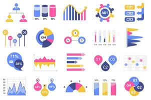 conjunto de infografía elementos datos visualización diseño modelo con diferente cuadro, diagrama, diagrama de flujo, flujo de trabajo, línea de tiempo infografia para negocio Estadísticas, planificación y analítica. vector