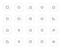 básico geométrico formas línea íconos colocar. cuadrado, círculo, triángulo, rombo, pentágono, estrella, oval. contorno pictogramas para web y ui, ux móvil aplicación diseño. editable ataque. 24x24 píxel Perfecto. vector