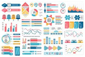 Bundle infographic elements data visualization design template. Can be used for steps, business processes, workflow, diagram, flowchart concept, timeline, marketing icons, info graphics. vector