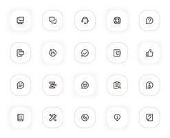 Support, help and question line icons set. Comment, chat, headset, lifebuoy, info, call, service. outline pictograms for web and ui, ux mobile app design. Editable Stroke. 24x24 Pixel Perfect. vector