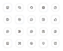 Support, help and question line icons set. Comment, chat, headset, lifebuoy, info, call, service. outline pictograms for web and ui, ux mobile app design. Editable Stroke. 24x24 Pixel Perfect. vector