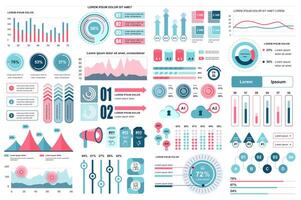 Bundle infographic elements data visualization design template. Can be used for steps, business processes, workflow, diagram, flowchart concept, timeline, marketing icons, info graphics. vector