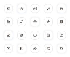 Clothes sewing line icons set. Sew machine, hanger, fabric, needle, thread, pin, button, blade. outline pictograms for web and ui, ux mobile app design. Editable Stroke. 24x24 Pixel Perfect. vector