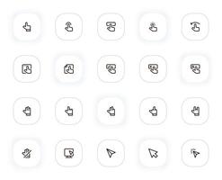 Cursors and select hands line icons set. Computer mouse pointer, arrows, click, confirm, cancel. outline pictograms for web and ui, ux mobile app design. Editable Stroke. 24x24 Pixel Perfect. vector