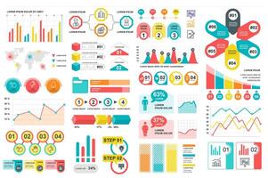 Bundle infographic elements data visualization design template. Can be used for steps, business processes, workflow, diagram, flowchart concept, timeline, marketing icons, info graphics. vector