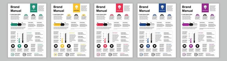 DIN A3 business brand manual templates set. Company identity brochure page. Banner with infographic for marketing research and financial data analysis. layout design for poster, cover, brochure vector